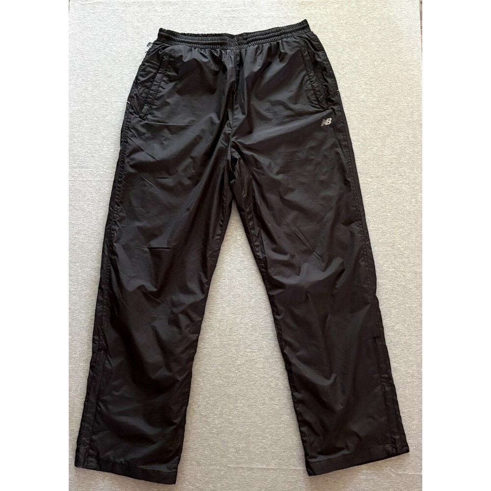 New Balance Mens Track Pants Large Black Elastic Waist Zip Bottom Athletic